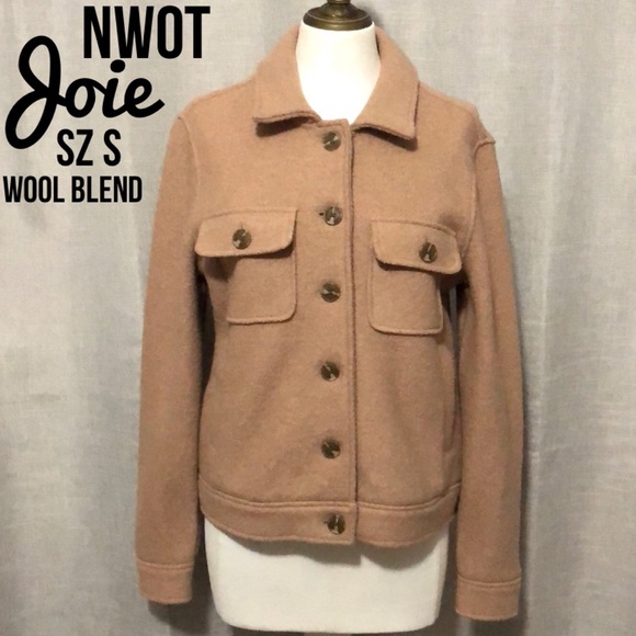 NWOT Joie Wool Blend Button Up Jacket-Sz S-Mocha - Picture 1 of 16